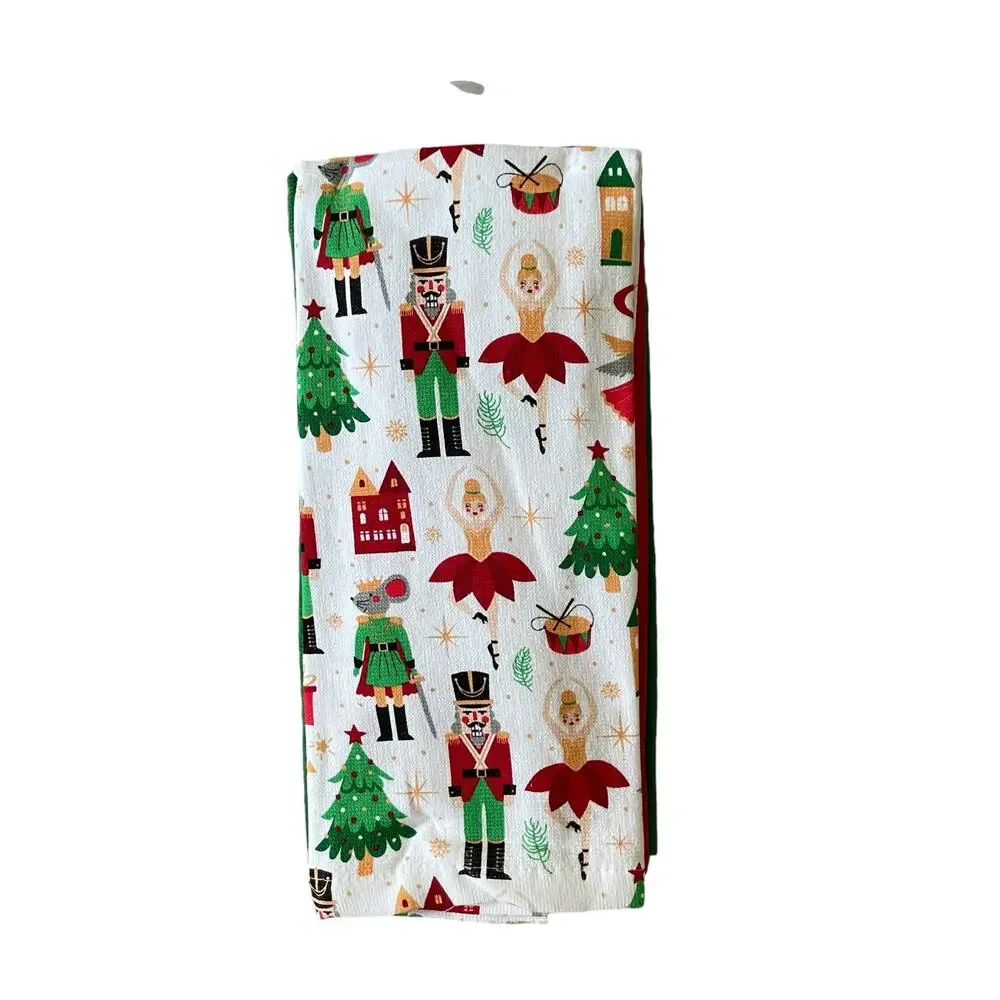 Set of 3 Christmas Holiday Nutcracker Kitchen Towels Pop of Color NWT